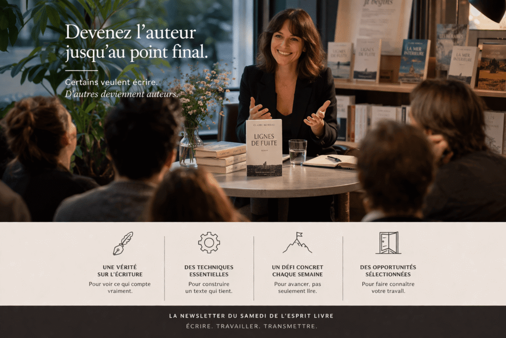 Newsletter de L'esprit livre. devenez l'auteur jusqu'au point final